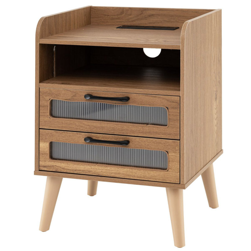 45cm W Manufactured Wood Bedside Table, Natural