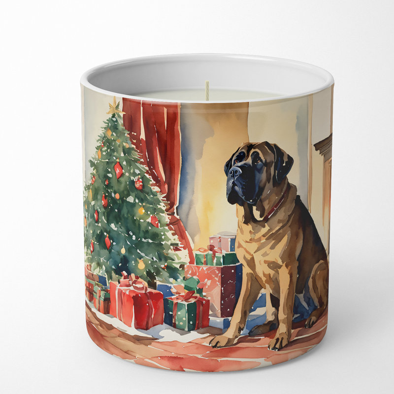 Bougie de Noël parfumée avec support en céramique