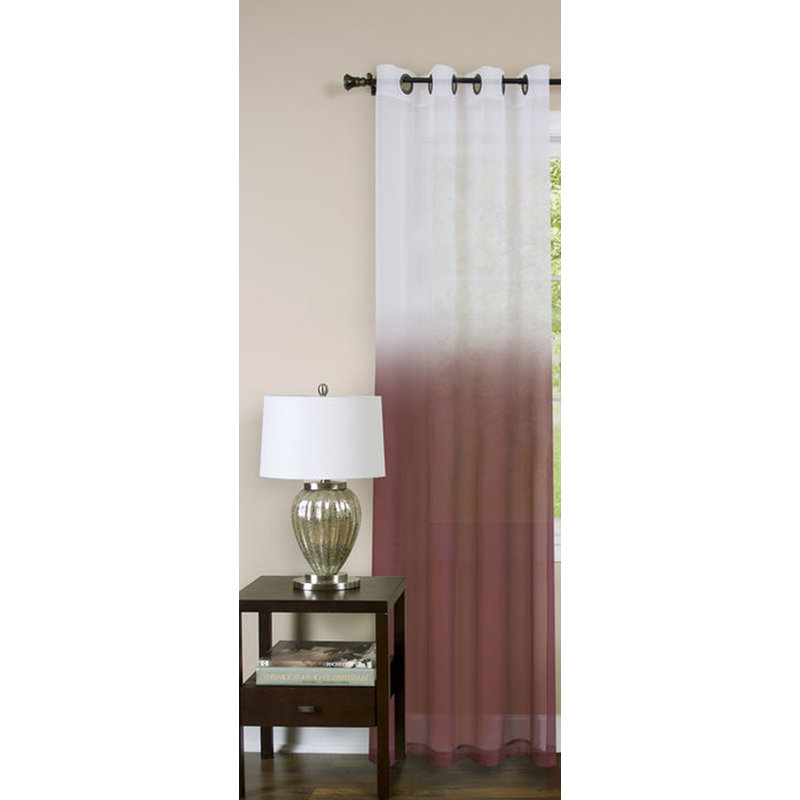 Panneau de rideau simple semi-diaphane avec œillets Irys, L 52 po x L 63 po, Bourgogne