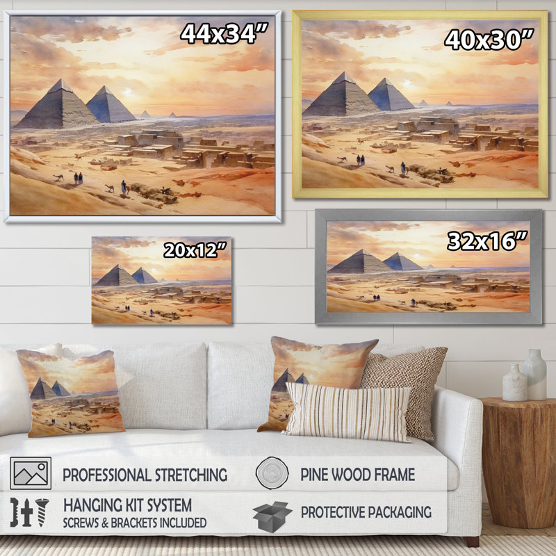 Décoration murale «Désert historique», H 16 po x l 32 po x P 1 po, Toile tendue
