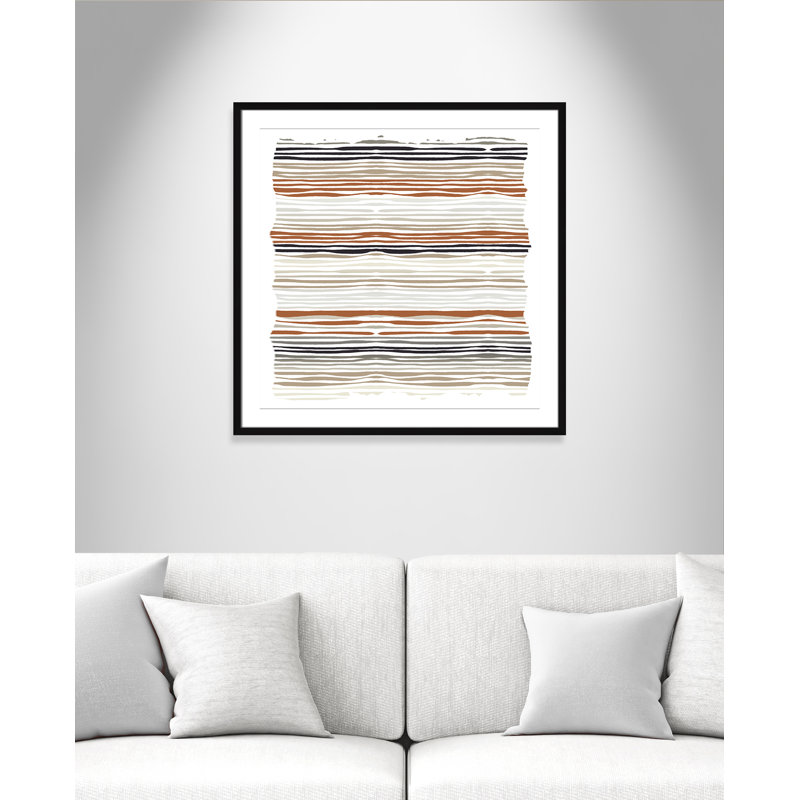 «Stripes Square Print» par Kimberly Allen, L 32 po x H 32 po, Matted Print, Noir satiné