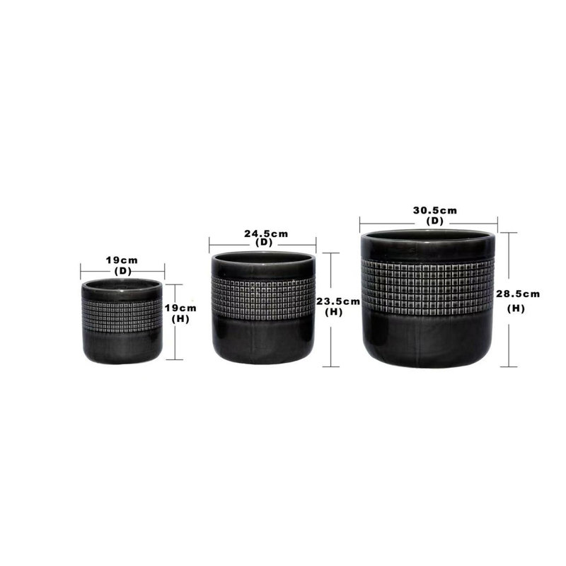 High-quality ceramic flower pots, Black