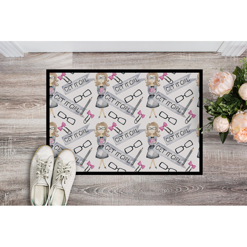 Tapis de porte pour l’extérieur antidérapant fille, Rectangle 24 po x 36 po