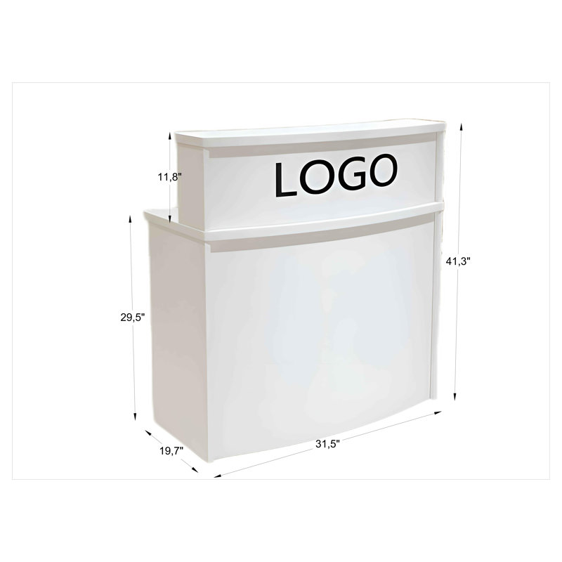 Mono Reception Desk w/ Transaction Counter Multifunctional Front Desk, 41.3" H x 31.5" W x 19.7" D