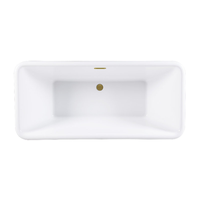 Baignoire piédestal rectangulaire ovale en acrylique 71 pouces avec drain Kingston Eden Aqua Brass Kingston (sans perçage de robinet)