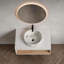  Meuble-lavabo flottant 36 po, lavabo vasque en marbre veiné doré, chêne clair et blanc-6451237