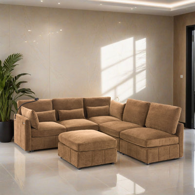 6 - Piece Modular Sleeper Sectional Sofa Bed Corner Sofa for Living Room