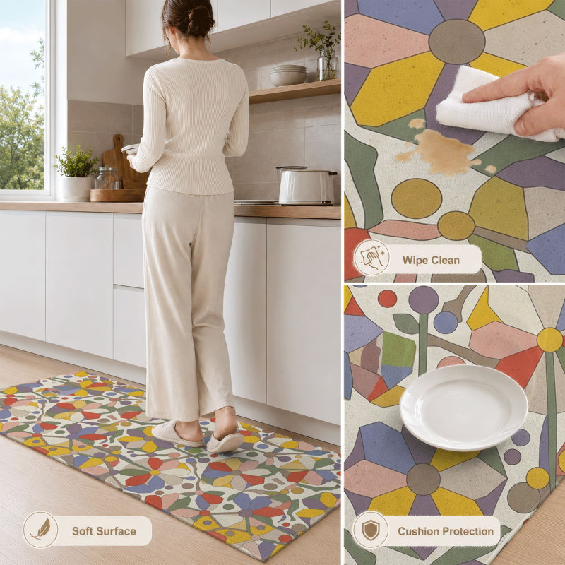 Colorful Geometric Non-Slip Washable Kitchen Mats