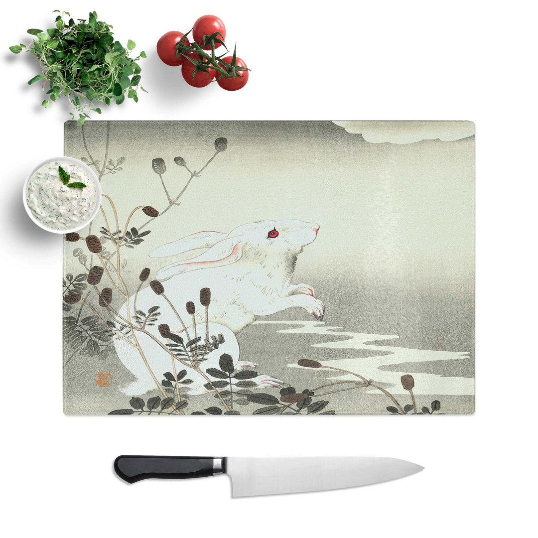Tempered Glass Rabbit at Full Moon by Ohara Koson Chopping Board