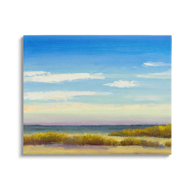 Large Coastal Beach Vivid Blue Sky Canvas Wall Art