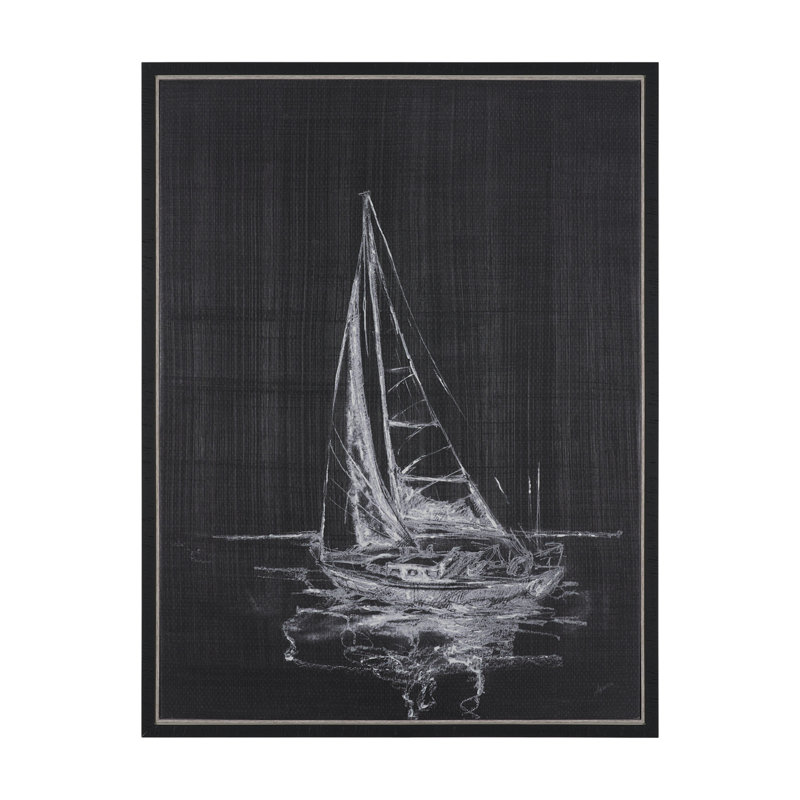 «Sail Away I» par Mercana Studio, toile encadrée texturée à la main, Sail Away I