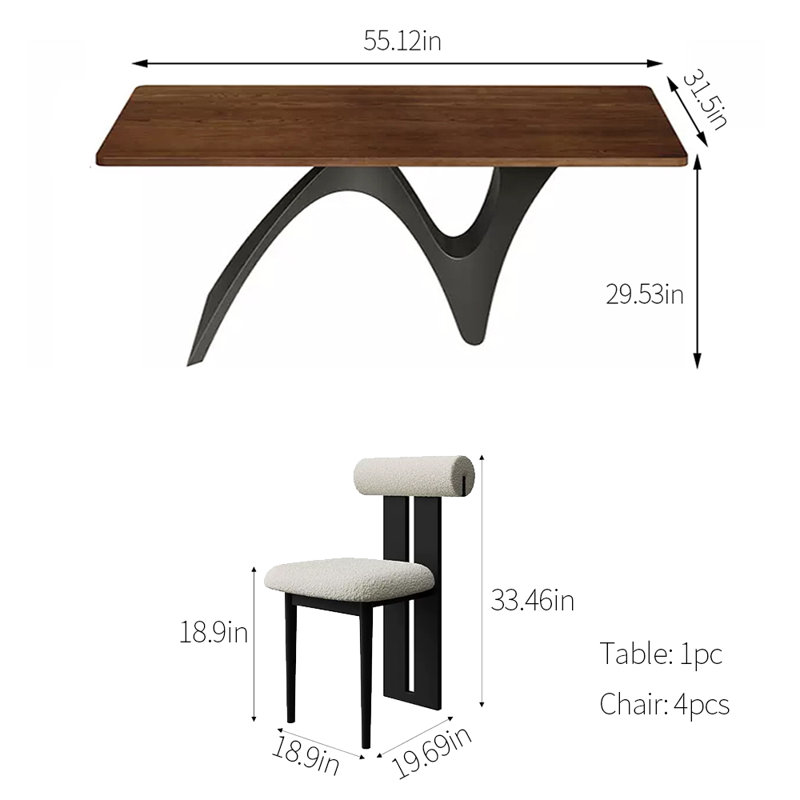 4 - Person Solid Wood Top Trestle Dining Set, 29.53" H x 55.12" L x 31.5" W