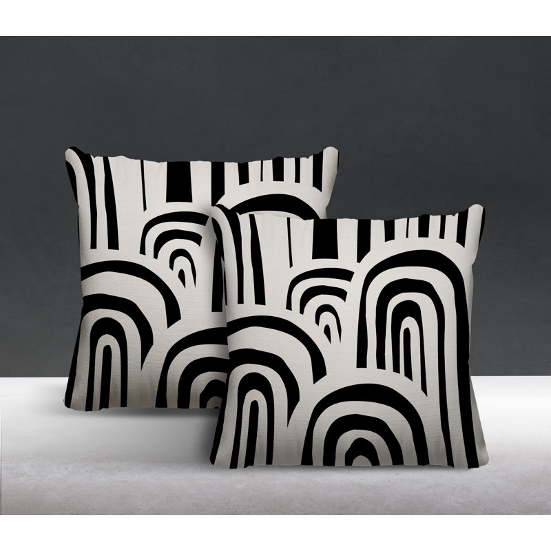  Coussin décoratif intérieur / extérieur abstrait carré, L 17 po x H 17 po, Champagne