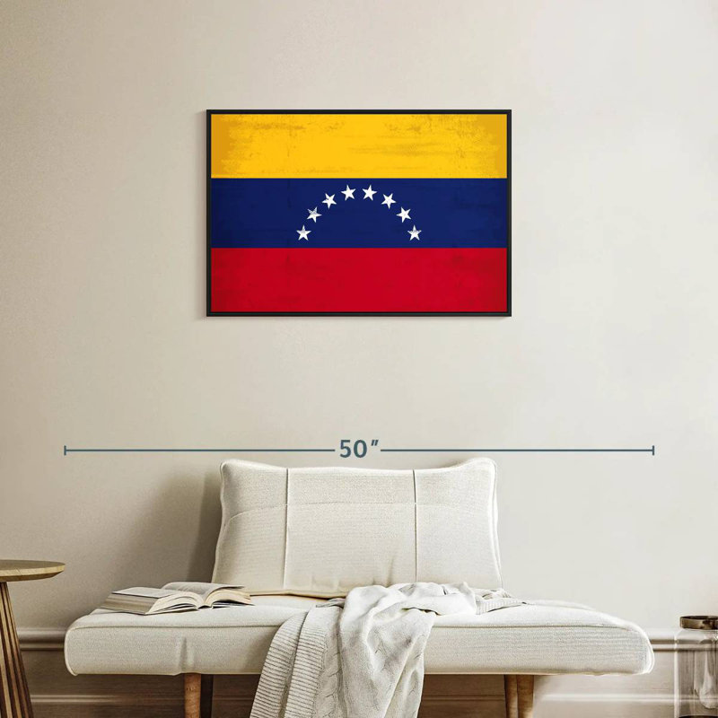 Venezuela Flag, Floating Frame Black, 31" X 21"