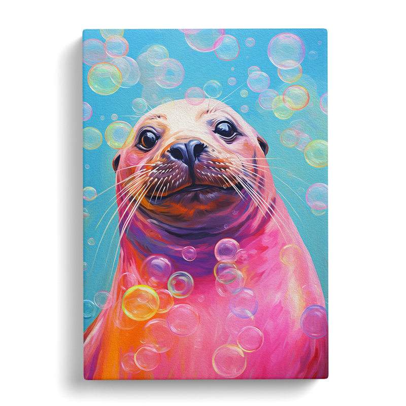 Sea Lion Bubble Gum - Wrapped Canvas, 50cm H x 35cm W x 3cm D