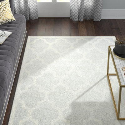 Ammundsen Geometric Machine Made Power Loom Polypropylene Area Rug in Light Grey/Beige