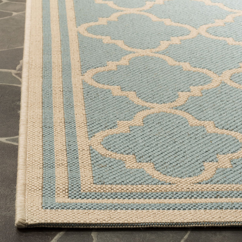 Tapis d'intérieur / extérieur à motif géométrique 100 pièces Ferrill Linden, Carré 6 pi 7 po