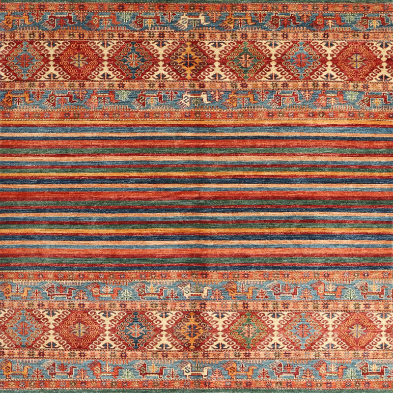 Tapis brun contemporain Maghin, Carré 3 pi