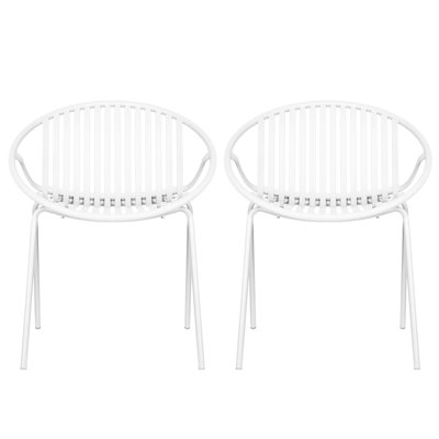 2-Piece Stackable Modern Patio Dining Chairs - Sturdy 4 Metal Legs & Plastic Backrest | Space-Saving Outdoor Seating For Backyard, Porch, Patio Table(White)