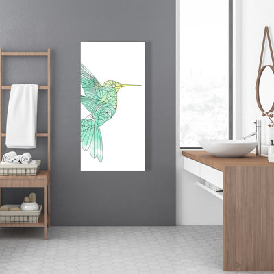 Art géométrique colibri géométrique - Toile turquoise