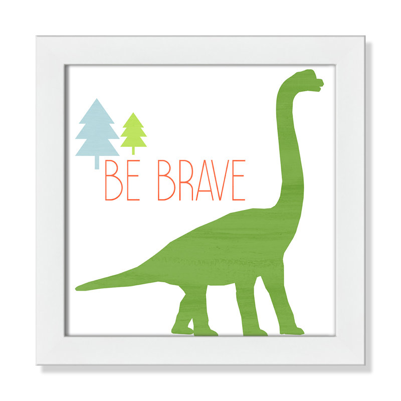 Dino Brave 1 ', art encadré, H 12 po x l 12 po x P 0,6 po, Encadré plat blanc