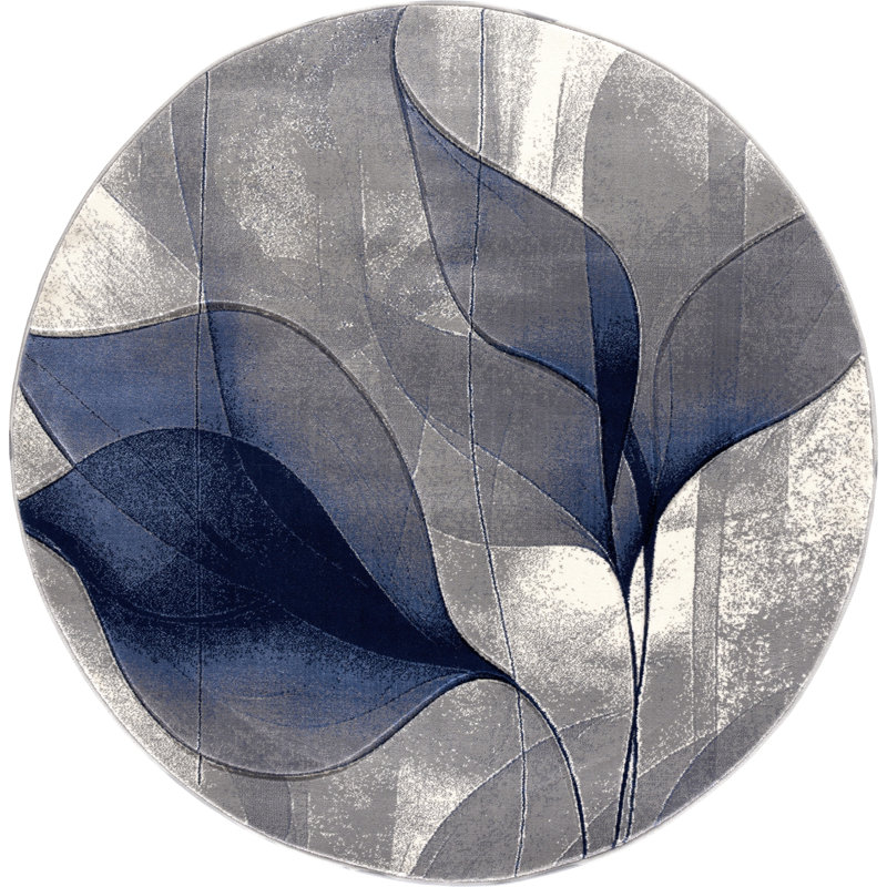 Alexia Collection Abstract Patterned Modern & Contemporary Area Rug, 5'2 Round