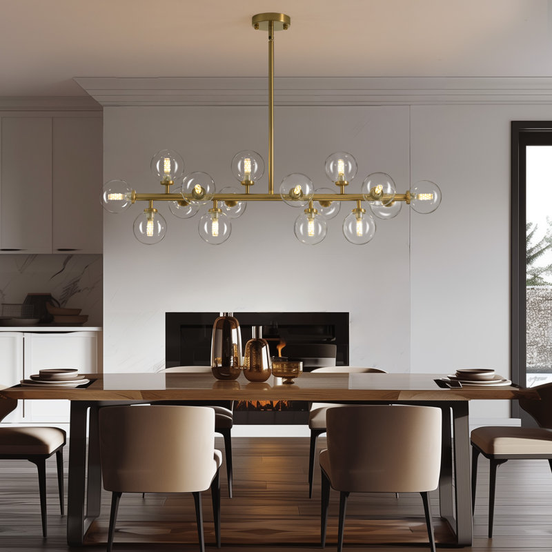 Jewellia 16 - Light Dimmable Glass Bubble Chandelier Sputnik Modern Linear Chandelier