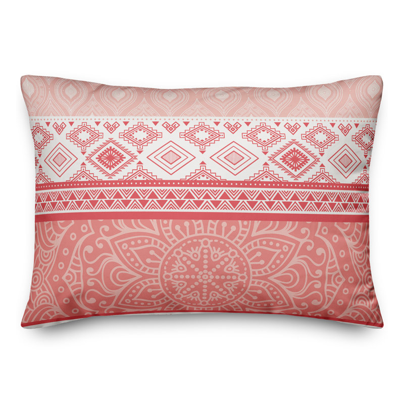  Coussin lombaire intérieur / extérieur Boho Textiles, Pas de bourre, Crème / rouge