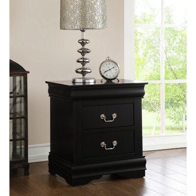 Table de chevet noire avec tiroirs à fonctionnement fluide - 21 po de largeur x 15 po de profondeur et de durabilité, produit de 28 lb