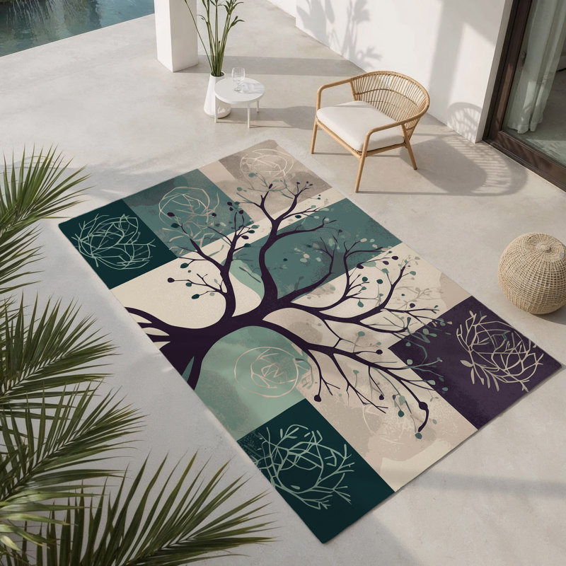 Tapis intérieur et extérieur Luminous Overgrowth, Rectangle 1 pi 6 po x 2 pi 6 po