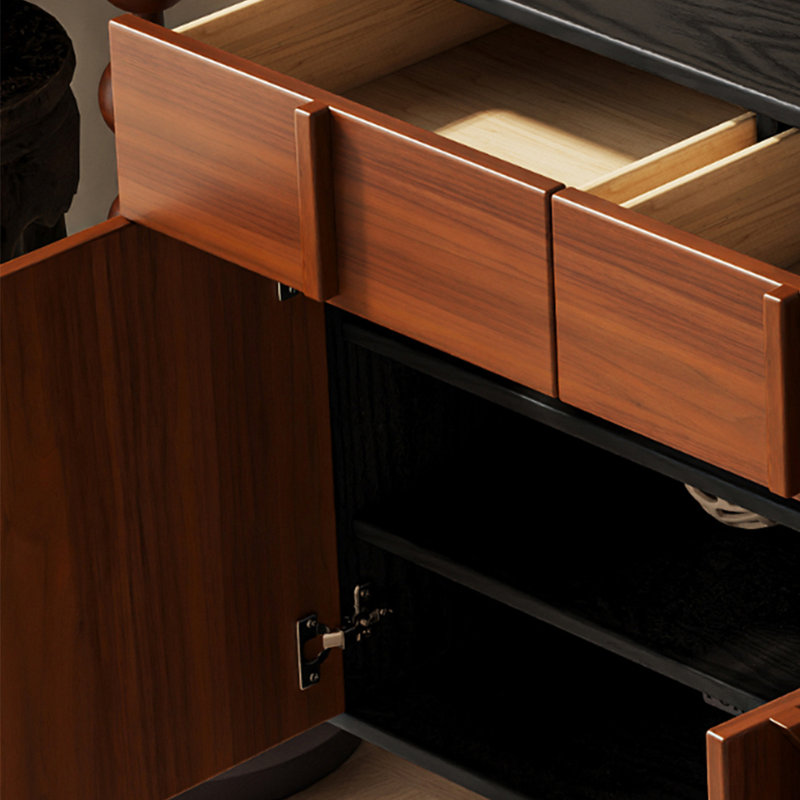 Armoire d'appoint rétro de style français, Brun / noir