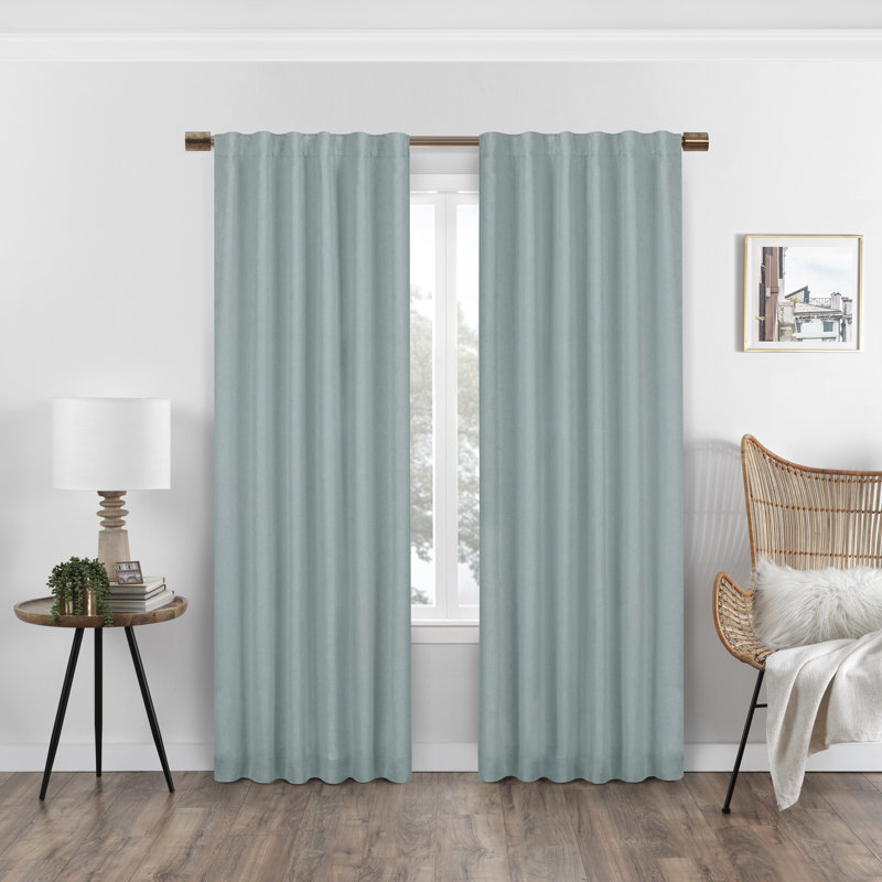 Polyester Blackout Curtain Single Panel, White, 50" W x 63" L