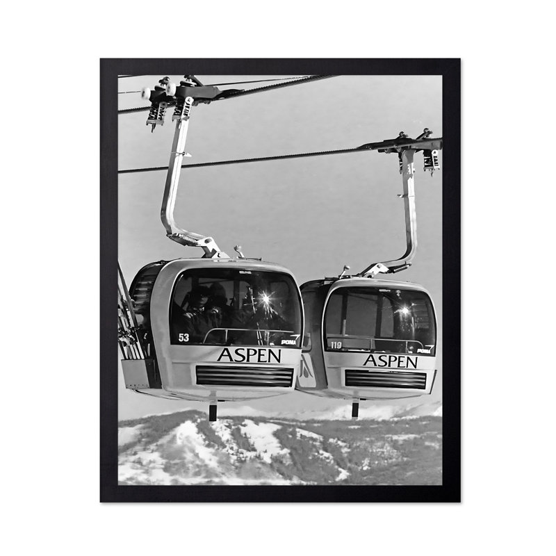 Gondole Aspen Mountain, Cadre noir, Affiche, H 16 po x l 20 po