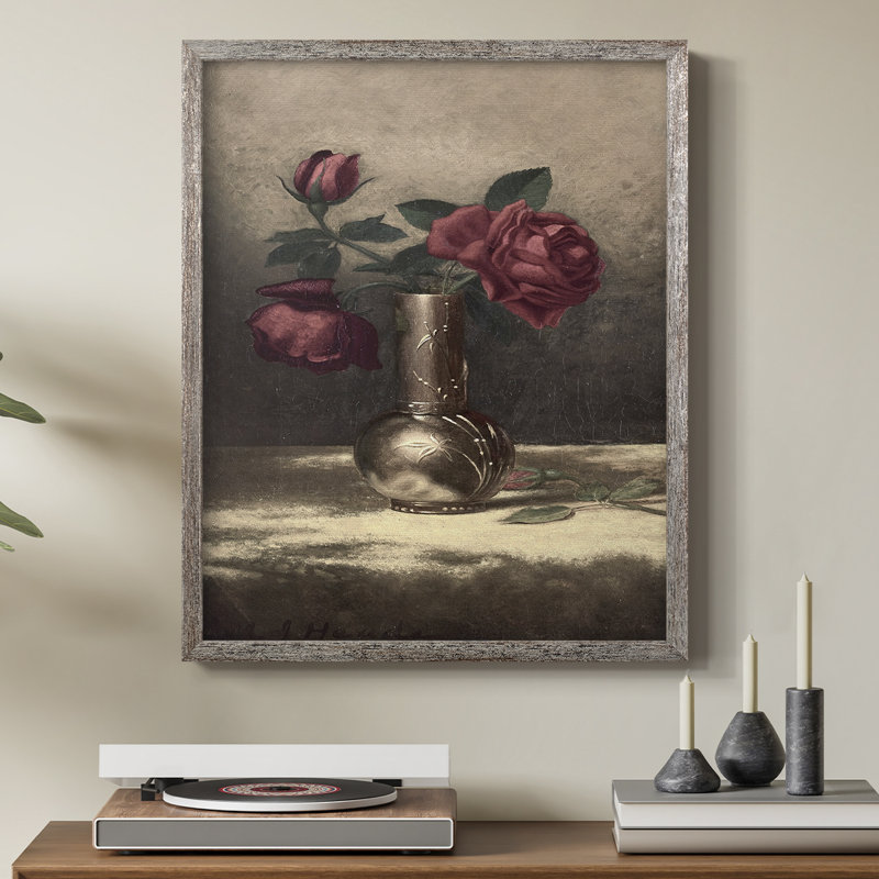 Impression florale vintage encadrée LXVII - bois massif, H 30 po x l 24 po