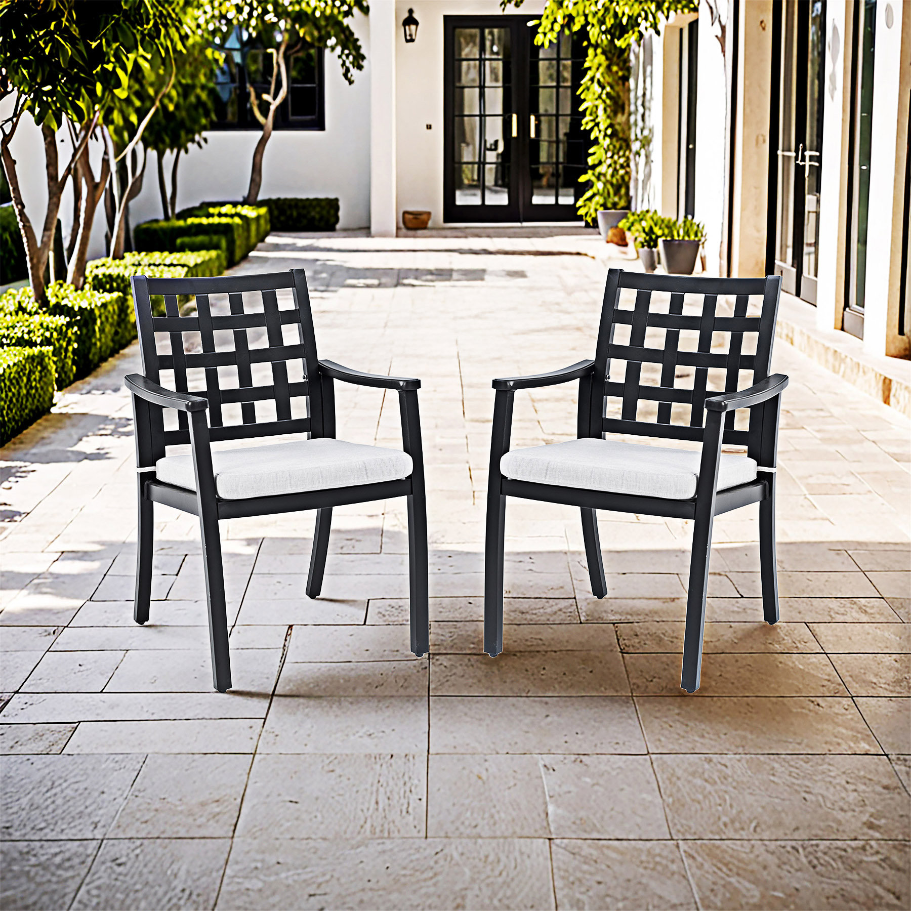 Latitude Run® Outdoor Patio Dining Chairs Set Of 2 | Wayfair