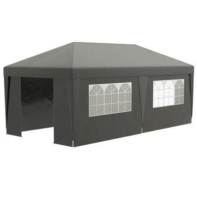 Tente escamotable avec parois latérales 10 pi x 19,5 pi Outsunny