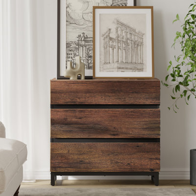 Nellie 3 Dresser For Bedroom,Modern Closet Organizers And Storage, Chest Of Drawers With Metal Base, Mid Century Wooden Dresser For Living Room, Nurse
