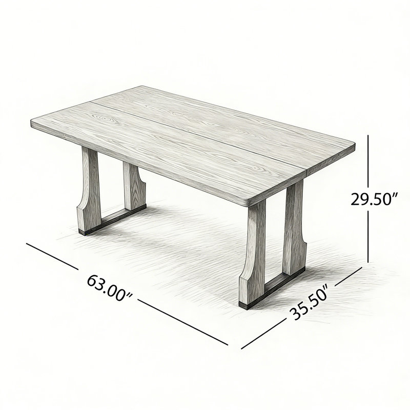 63" Rectangular Dining Table, Natural Ash