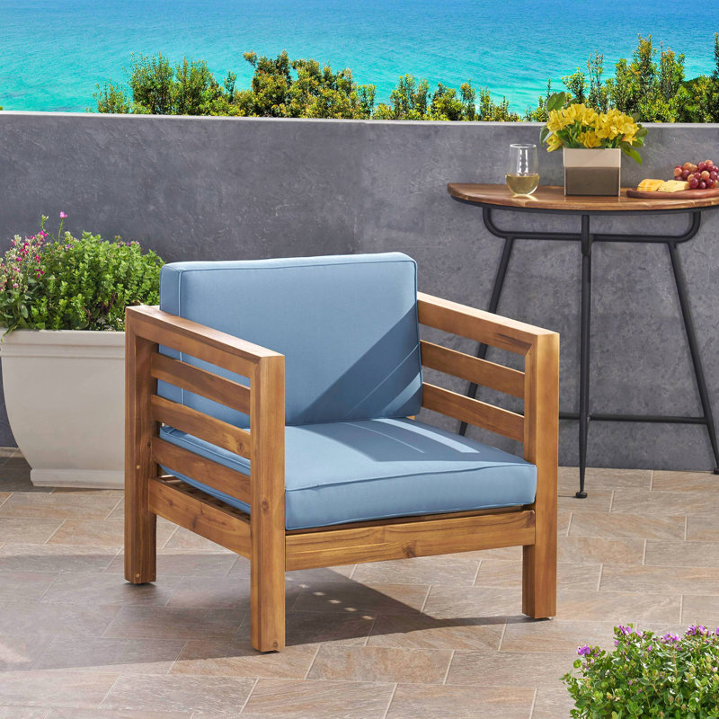 Fauteuil club, Bleu, Teck