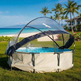 10Ft Round Multifunctional All-Weather Pool Dome Enclosure For Outdoor Pools, Suitable For Clean & Warm Water Frame Pools