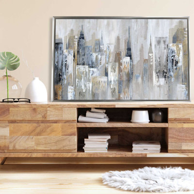 Bay City Reflection - peinture sur toile à cadre flottant