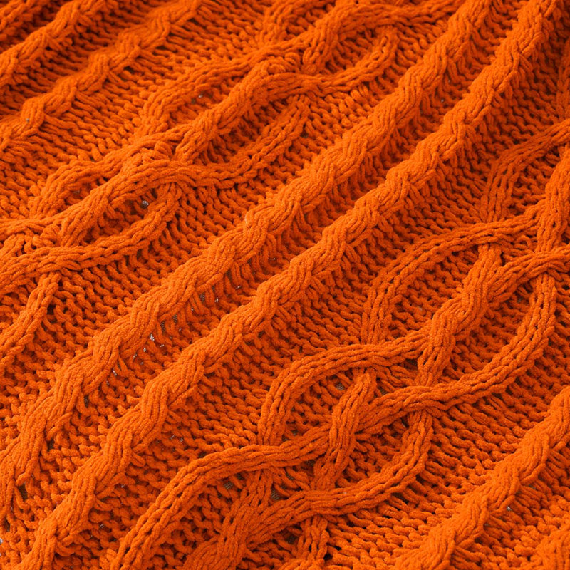  Jeté tricoté en chenille de luxe, 51 x 67 pouces, jeté tricoté pour chaise, jeté texturé décoratif super doux et chaud pour le lit, le canapé et le salon