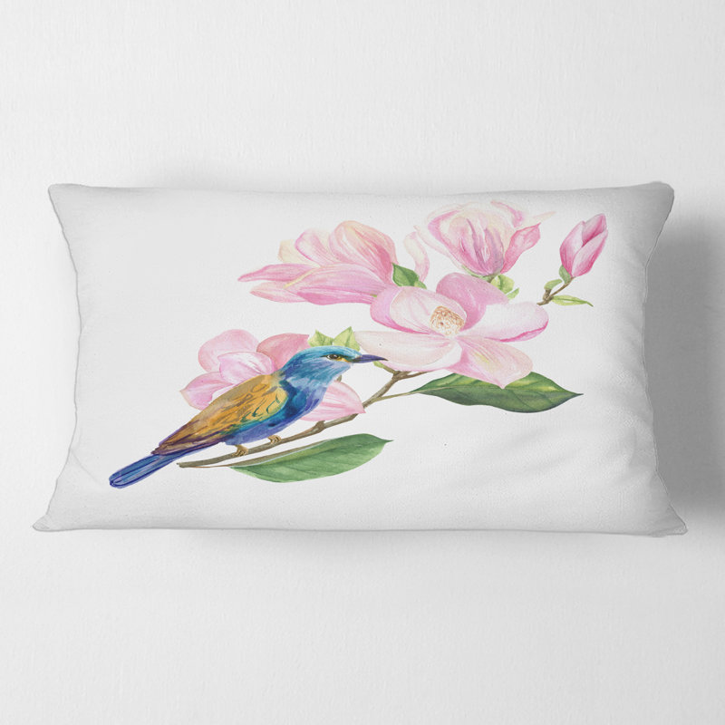 Oiseau assis sur un couvre-oreiller rectangulaire