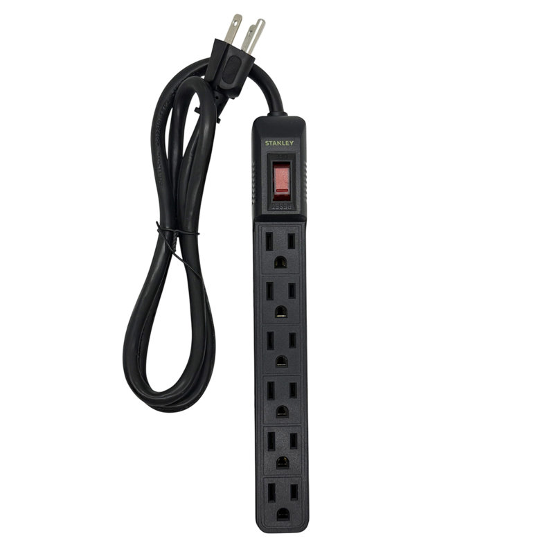 STANLEY® Powermax 6-Outlet Power Strip, 3-Ft., Black