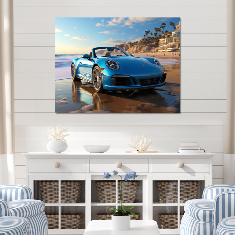 «German Car Beach Phtotography I», reproduction sur toile, H 30 po x l 40 po x P 1,5 po, Toile tendue