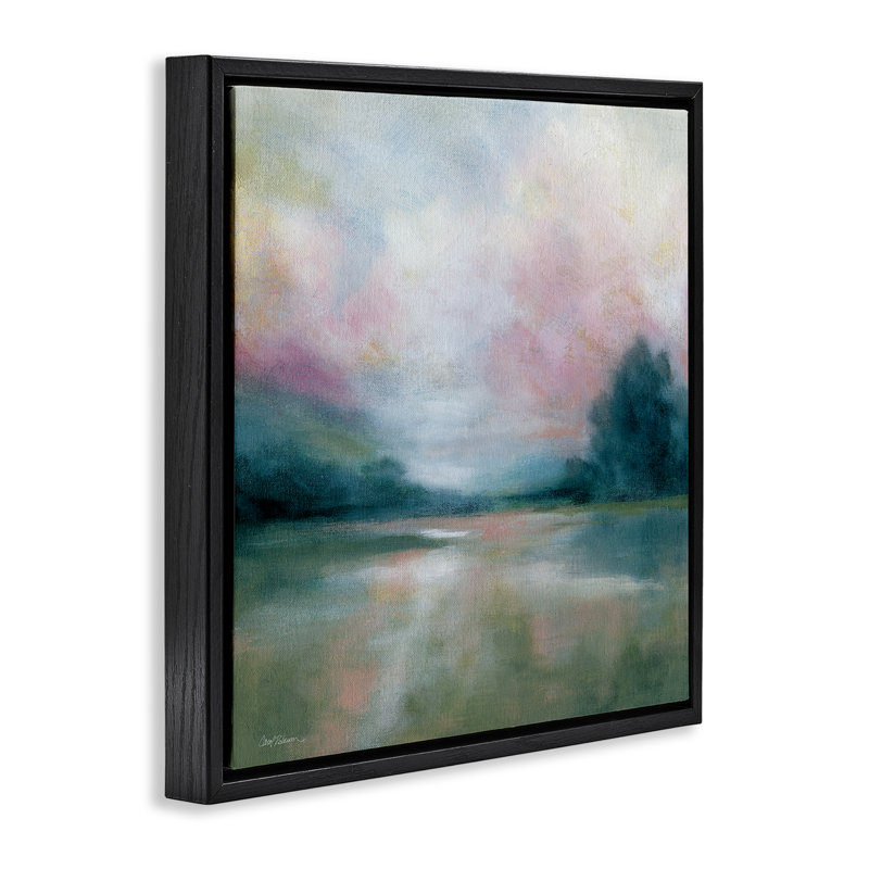 Cadre flottant Morning On The River, design par Carol Robinson, Cadre flottant noir de jais, H 18 po x l 18 po