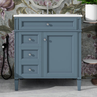 Meuble-lavabo innovant de 30 po avec lavabo, 2 tiroirs, 1 armoire et 1 tiroir basculant