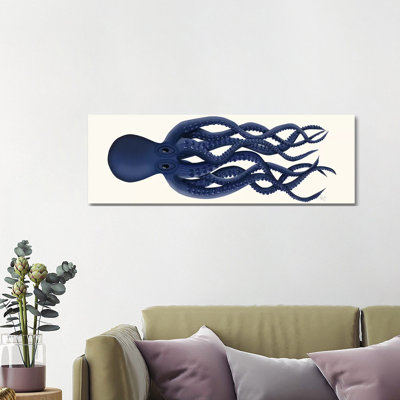 Giant Octopus Blue Panoramic by Fab Funky - Wrapped Canvas Panoramic Gallery-Wrapped Canvas Giclée