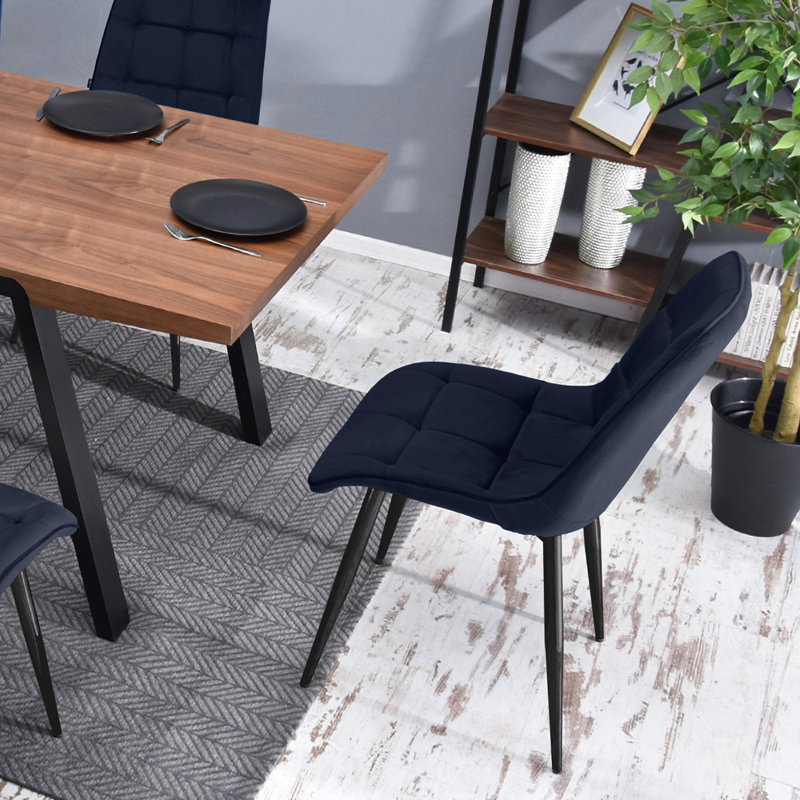 Alantae 121.9 cm H Tufted Side Chair, Navy Blue, Black