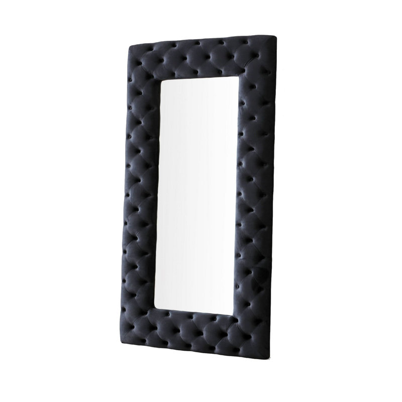 Sinaia Tufted Floor Mirror, Black